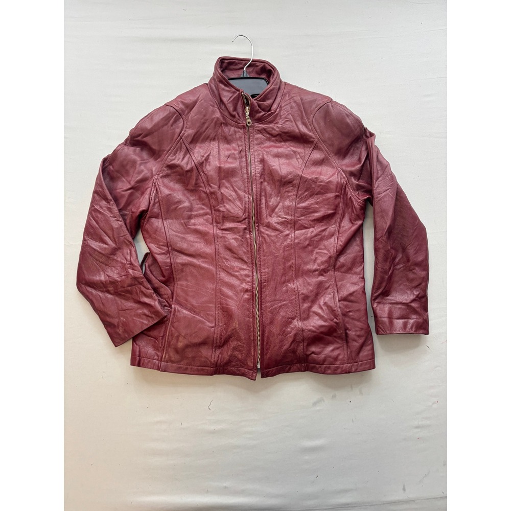Wilsons Leather Burgundy Thinsulate Quilted Zip Mock Neck Jacket Womens Medium